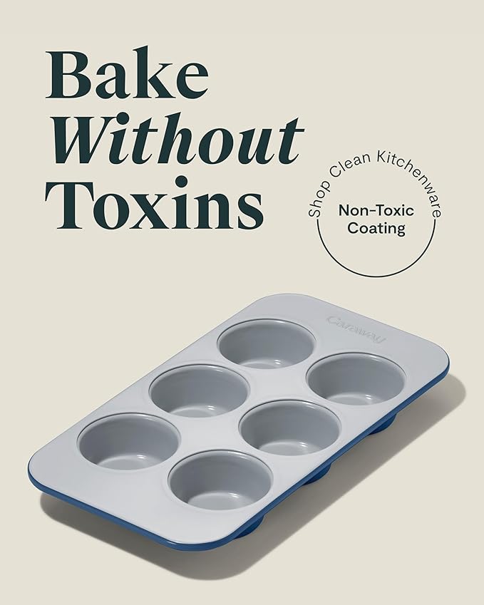 Caraway Nonstick Ceramic 6 Cup Muffin Pan – Non-Toxic, PTFE & PFOA Free – Oven