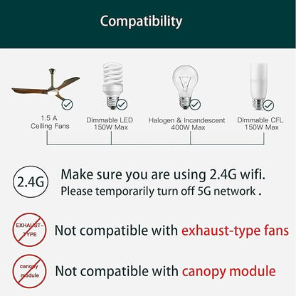 Humpptom Universal Ceiling Fan Remote Control, Ceiling Fan Wall Switch UC9050T