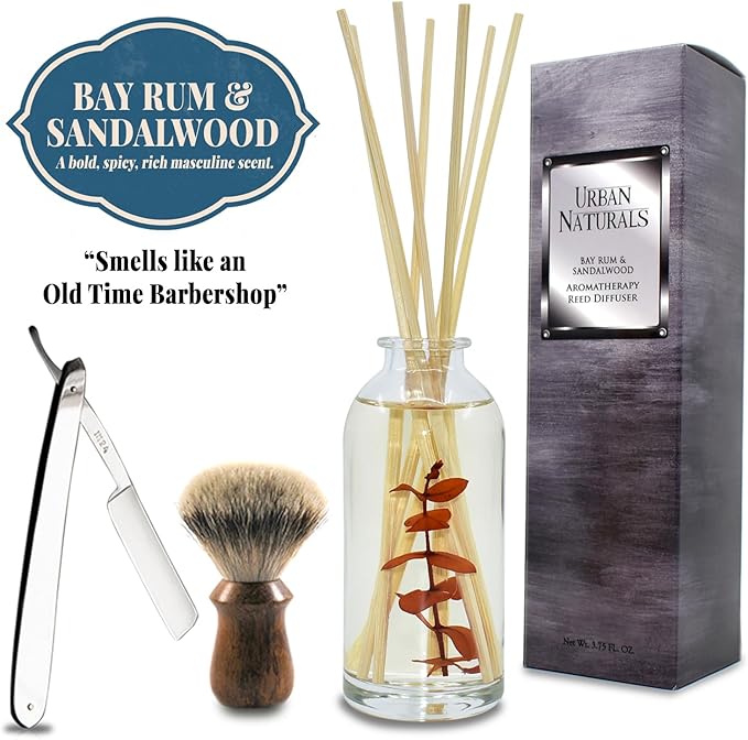 Urban Naturals Bay Rum & Sandalwood Reed Diffuser Scent Sticks Gift Set |