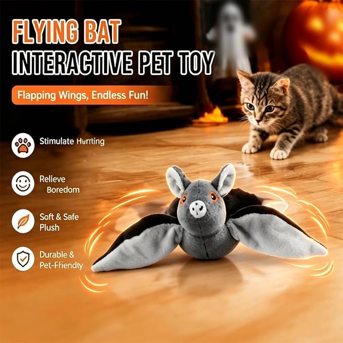 Flying Bat Dog Toy, 2026 New Flying Bat Toy for Dogs, Flapping Wings Interactive Pet Toy with Chirping Engages Cats and Dogs, Detachable USB Rechargeable, Hanging and Ground Play ，Bird：2PCS