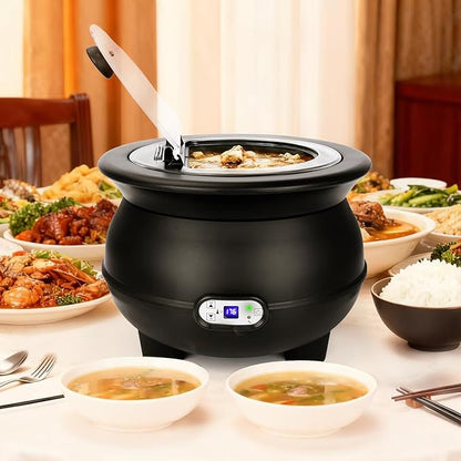 YUANHAO 8 Qt. Black Soup Kettle Warmer - 120V