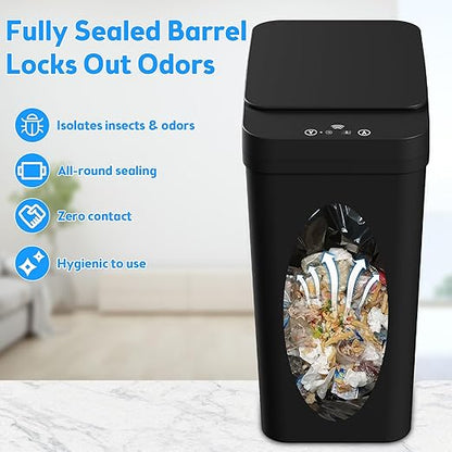 Bathroom Trash Can with Lid, 2 Pack 4 & 2.2 Gallon Automatic Touchless Garbage