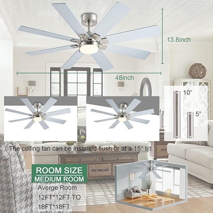 KNUN Nickel 48 Inch Ceiling Fans
