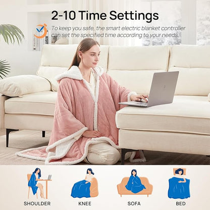 Westinghouse Wearable Heated Throw Blanket, Electric Heated Wrap Poncho Shawl