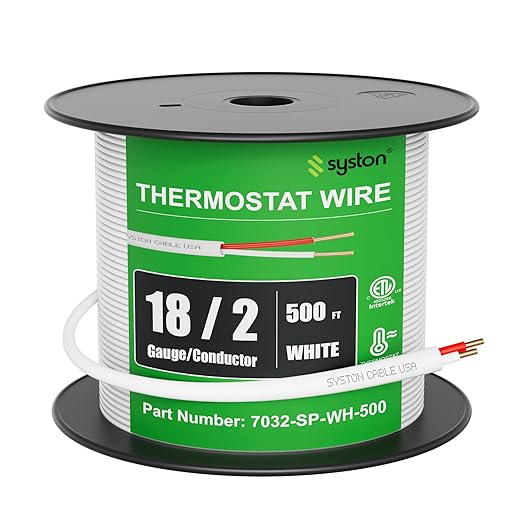 Syston 18/2 Thermostat Doorbell HVAC Heating Control Cable Wire, 18 AWG 2