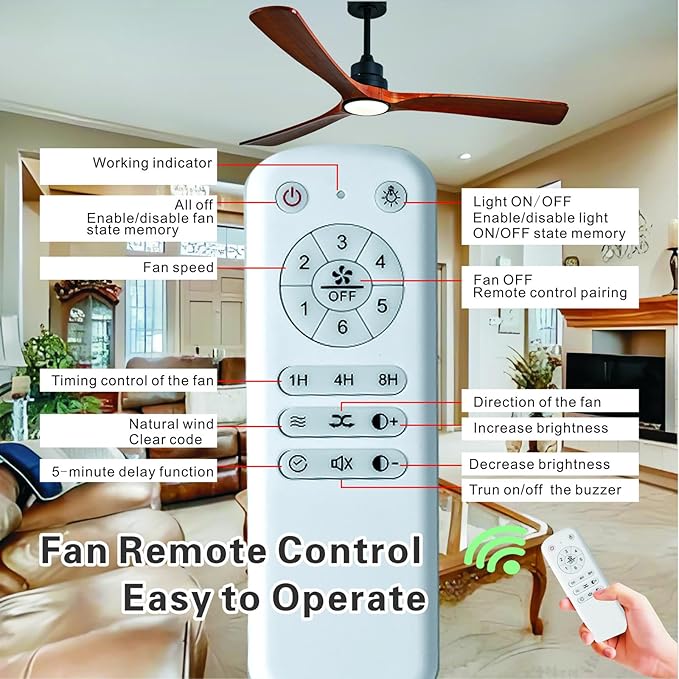 Gaizw 42 inch Ceiling Fan with Light and Remote Control, 3 Blades Ceiling Fans