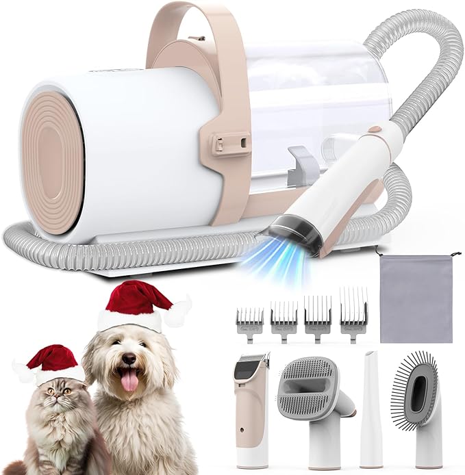 Dog Grooming Vacuum, Pet Grooming Kit with Dog Clippers, 2.5L Dust Cup 11000Pa Dogs Vacuum for Shedding Grooming, 5 Grooming Tools Home Cleaning in 1, Low Noise Pet Grooming Vacuum for Dogs, PG50