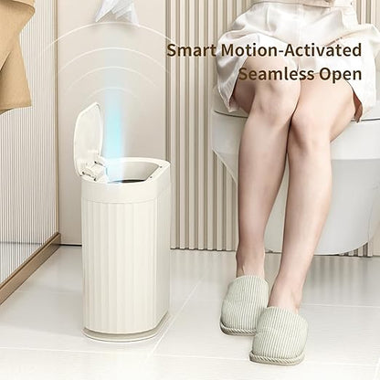 MRBIN Small Trash Can for Bathroom, Automatic Touch Less Garbage Bin