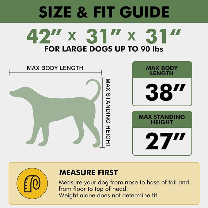 Veraste 42" Soft Collapsible Travel Dog Crate for Large Dogs,Grey | 4-Door Foldable Travel Crate,breathable mesh, foldable with storage bag