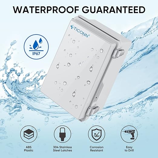 TICONN Waterproof Electrical Junction Box IP67 ABS Plastic Enclosure