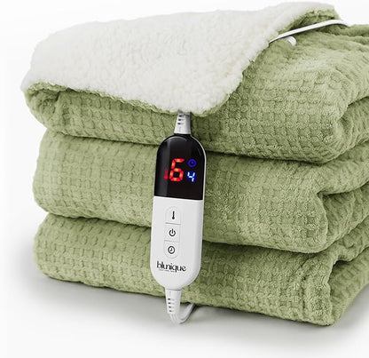 Heated Blanket Electric Throw Waffle, 50x60 Inches Sherpa Fleece Fast Heating