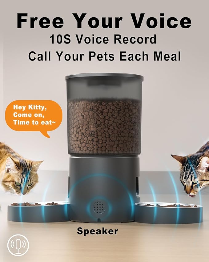 Automatic Cat Feeder for 2 Cats, 4.2L Dual Food Dispenser, Portion Control