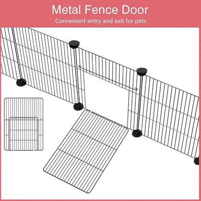 VISCOO 12 Panels Small Animal Playpen, 48" x 24" x 16" Pet Playpen with Waterproof Mat, C&C Cage for Guinea Pigs, Puppy Play Pen, Bunny Playpen, Indoor Outdoor Portable Metal Wire Yard Fence