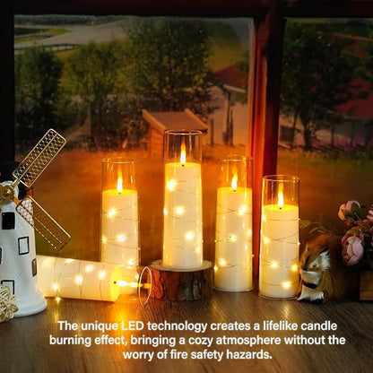 Flameless Candles with Embedded Star String, Suitable
