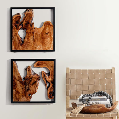 WELLAND 2 Pieces Rustic Cedar Wall Sculptures, Live Edge Wall Art Décor, Decorative centerpieces of wood for Living Room, Bedroom, Bathroom, Home Office, Dining Room,