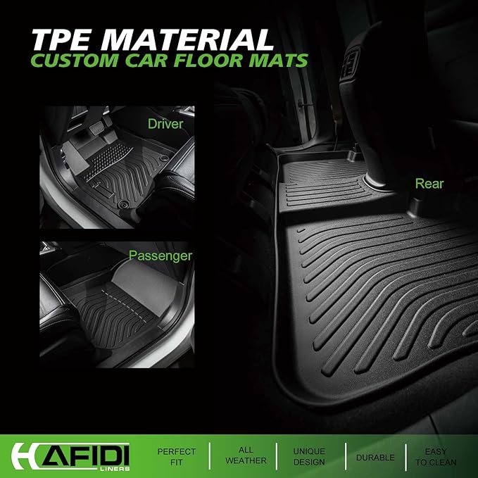 HAFIDI® Floor Mats & Cargo Liner Set Fit for Chevy Tahoe & GMC Yukon 2015-2020 (Only for 7 Seats, Not for XL) All Weather Protection TPE Anti-Slip Automotive Floor Liners Custom Accessories - Black