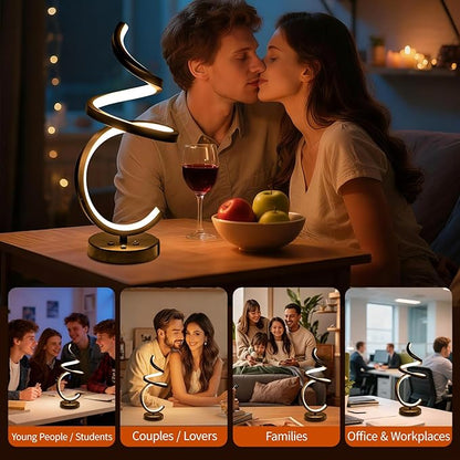 RGB Spiral LED Table Lamp, Dimmable Creative Bedside Lamp, Modern Color