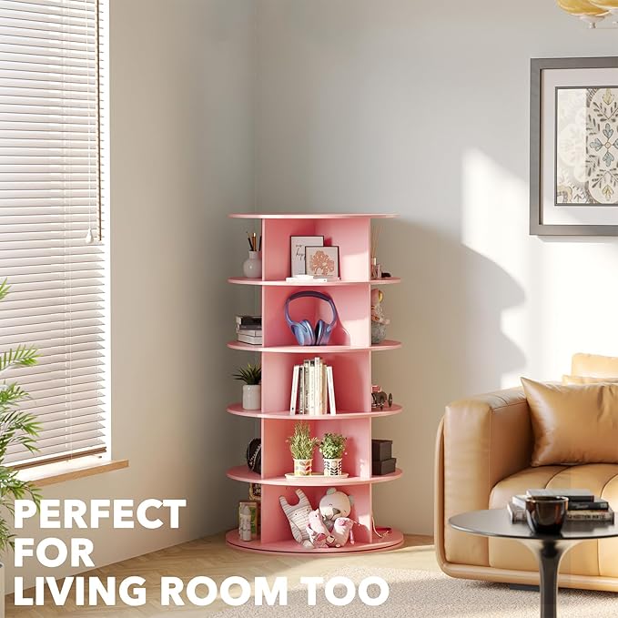SpaceAid 5 Tier Rotating Shoe Rack Tower, Spinning Shoe Display Lazy Susan