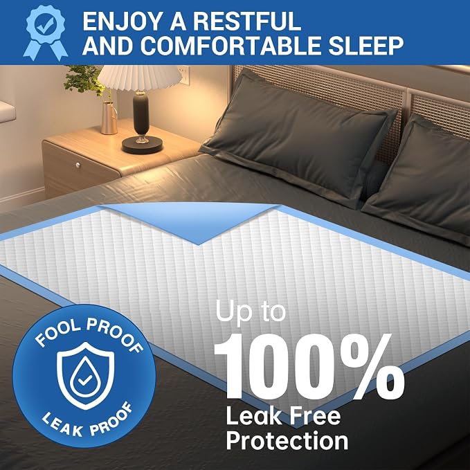 MILDPLUS Bed Pads Disposable Adult 40"X60" Super Absorbent Pee Pads, Oversized Underpads for Adults, Elderly, Pets [150x200CM, 15pcs]