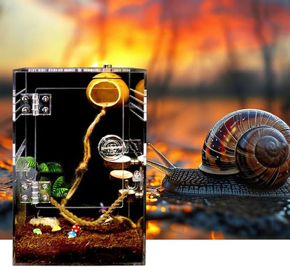 Spider Terrarium Kit, Jumping Spider Enclosure with Hideout, Rope Bridge, Ledge Ladder, Micro Habitat Terrarium for Small Tree Dwelling Reptiles, Arboreal Tarantula Enclosure (6x6x9 Inches)