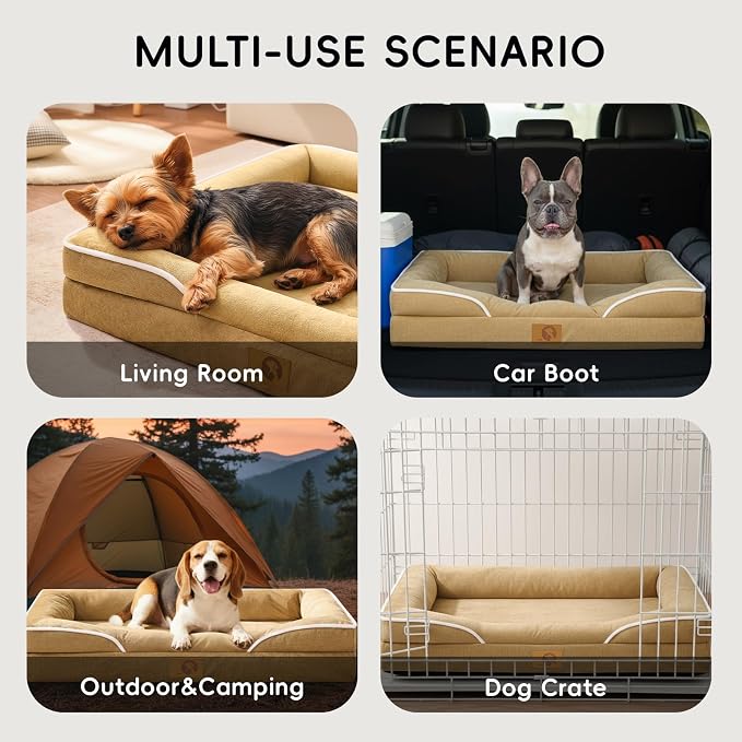 Homemate Dog Bed Extra Large Size Dog: 48"x35" Orthopedic Pet Bed with Toy | Large Dogs Bed with Non-Slip Botton & Removable Washable Cover Cat Bed Sofa XXL Outdoor Crate Pad Couch Brown