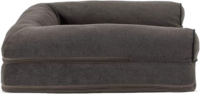 FurHaven Soft, Orthopedic Foam Sofa Dog Bed with Washable & Removable Cover - Sherpa/Chenille - Coffee, Dogs Up to 35 lbs - Medium