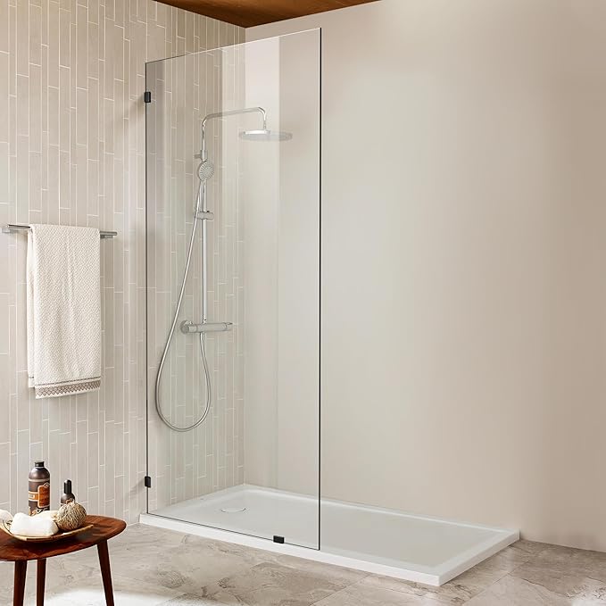 Bathroom Shower Door 12" W x 78.75" H, Frameless Fixed 3/8" Thick Clear