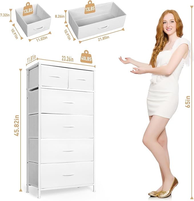 Mifuro Tall Dresser for Bedroom, Vertical Storage Organizer Tower