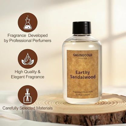 Earthy Sandalwood Scented Reed Diffuser Oil Refill