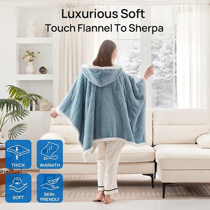 Westinghouse Wearable Heated Throw Blanket, Electric Heated Wrap Poncho Shawl