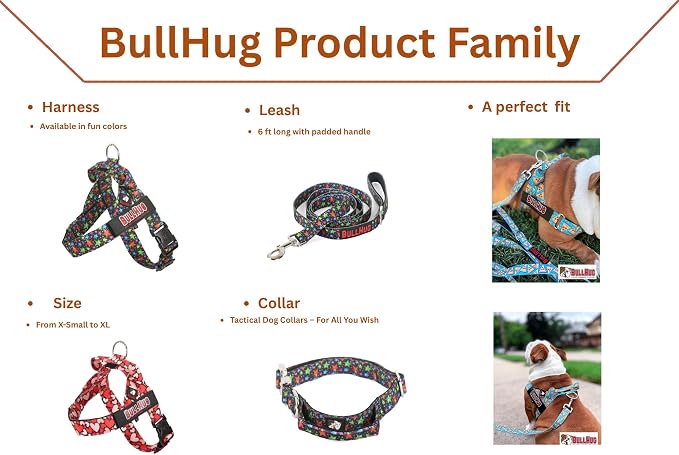 Adjustable Dog Harness– No Pull, No Choke – for English Bulldogs, French Bulldogs, Pugs & Broad-Chested Breeds – Easy, Safe Walks (Donuts, Large)
