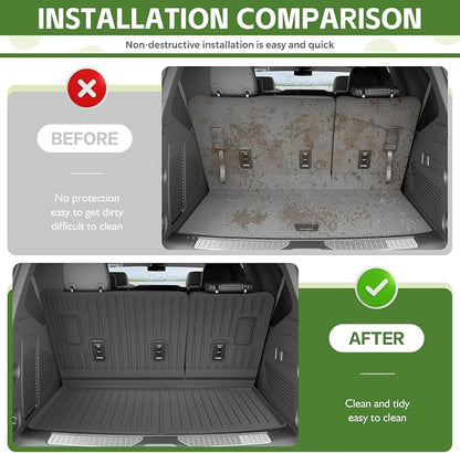 Cargo Liners for 2022-2025 Chevy Chevrolet Tahoe/GMC Yukon Trunk Mat with 3rd Row Seat Back Cover Accessories, All Weather Rear Cargo Mat Backrest Protector(Not for Yukon XL)