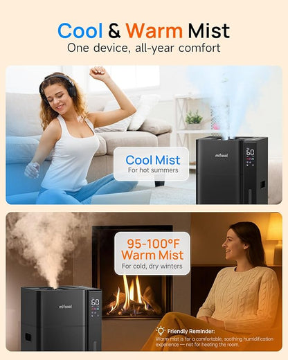 Mifasol Humidifier Large Room, 5.3Gal/20L Warm & Cool Mist Humidifiers