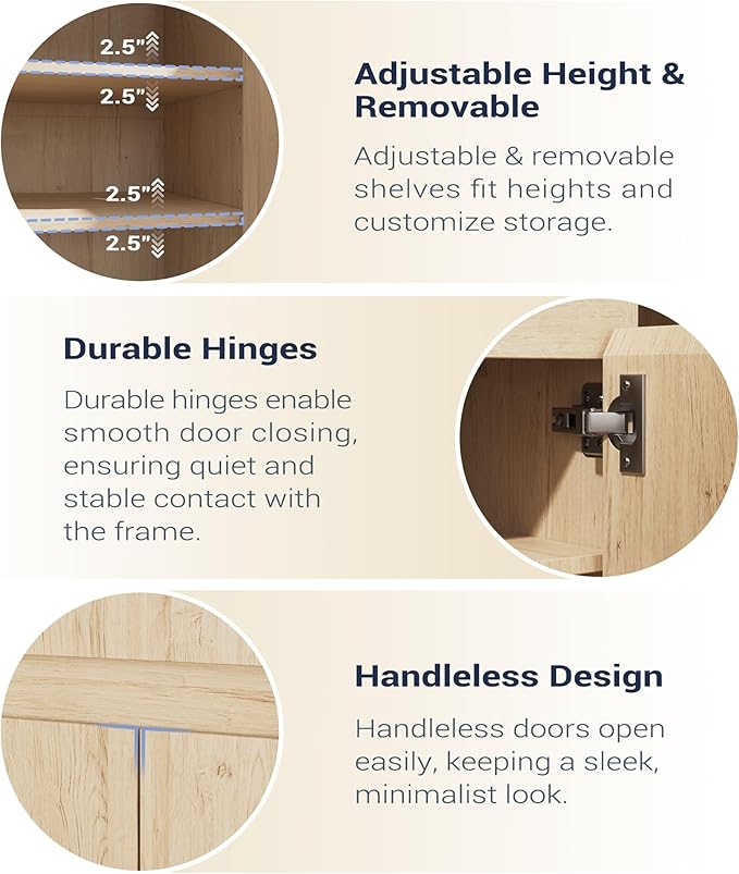 Shoe Cabinet Storage with 3 Doors, Freestanding Shoe Cabinet with Drawer &