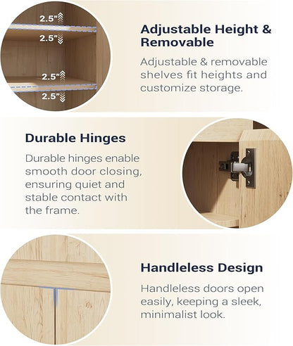 Shoe Cabinet Storage with 3 Doors, Freestanding Shoe Cabinet with Drawer &