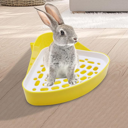 Litewoo Rabbit Litter Box Toilet Bunny Corner Litter Pan Pet Toilet Potty for Guinea Pigs Hamster Chinchilla Ferret Rabbit Small Animal (Yellow)
