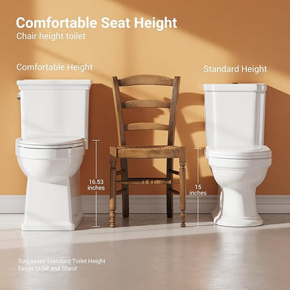 One-Piece Toilet with Classic Design, ADA Height, 1.28 GPF, Durable Ceramic