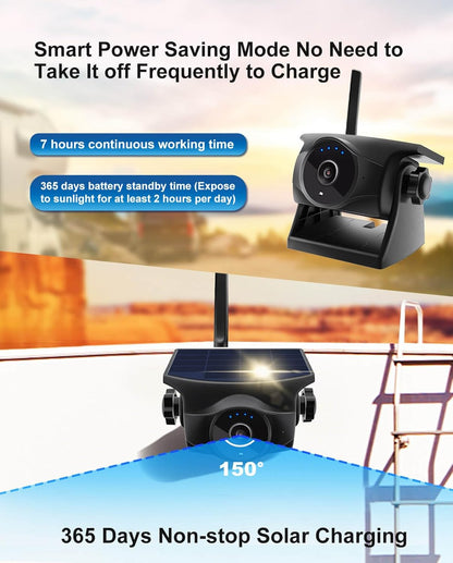 1080P Solar Wireless Backup Camera - Magnetic Hitch Rear Front Camera with Night Vision, 365-Day Standby, Waterproof, Rechargeable Battery for Horse Trailer RV Truck Car for Phone Pad Android