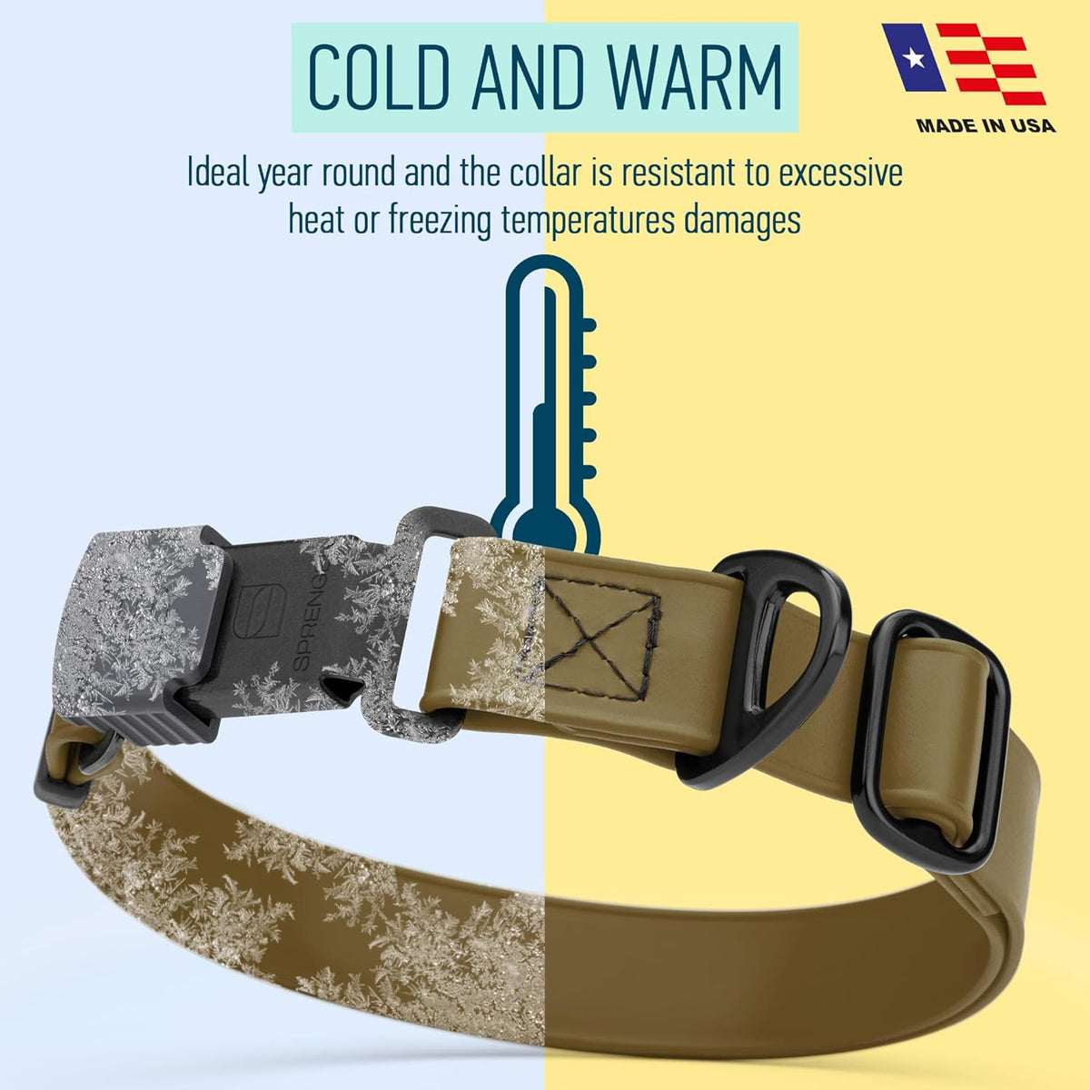 Dogline Biothane Waterproof Dog Collar with Herm Sprenger Stainless Steel Quick Release Buckle – Heavy Duty Tactical Durable Collar for Dogs – Comfortable and Safe Pet Collar, W 1" L 15-25", Brown