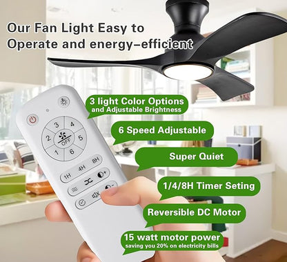 Gaizw 36 Inch Black Ceiling Fans
