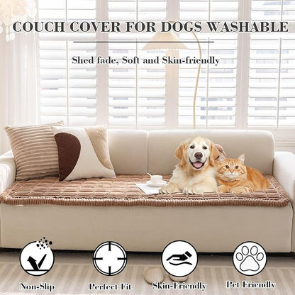 Couch Cover for Dogs Washable, Non-Slip Pet Couch Covers for Sofa, Fuzzy Dog Couch Cover Blanket for Furniture Protector (Z-Coffee, 27.6" x 70.9"/70 x 180cm)