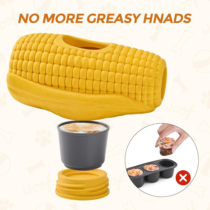 Interactive Dog Frozen Treat Toy, Dog Enrichment Toys for Large Dogs, Indestructible Dog Toys to Keep Them Busy, Corn Shape