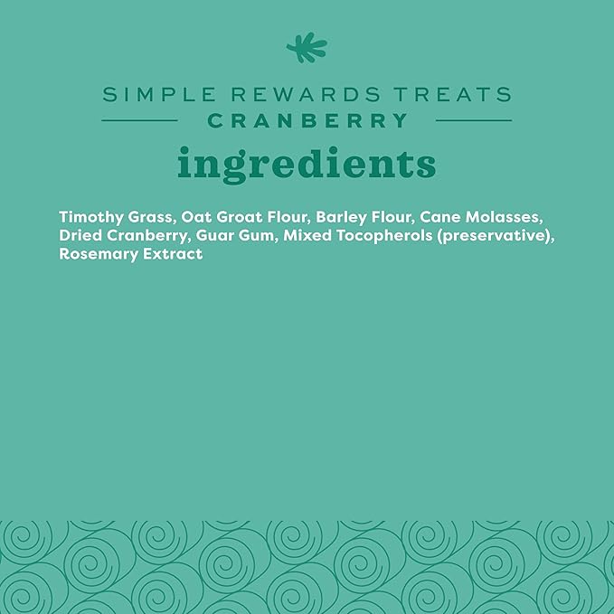 Oxbow Simple Rewards Baked Cranberry Treats, Rabbit & Guinea Pig Treats Made with Timothy Hay, Healthy Guinea Pig, Hamster & Bunny Snack, Timothy for Rabbit, Made in USA, 3 oz Bag