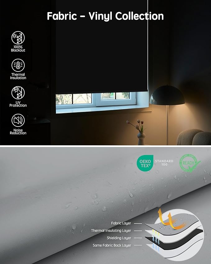Yoolax Motorized Blinds with Remote, Automatic Window Shades Work with Alexa