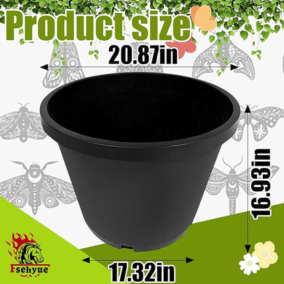 20 Gallon Nursery Pots Plastic Container Injection Molded Pot for Plants Flexible with Drainage Holes Suitable for Plants Soil Growers or Hydroponics Black 5 Pcs