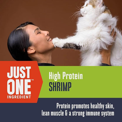 Whole Life Cat Just One Shrimp Freeze Dried Cat Treats - Human Grade High Protein Food, Healthy Training Snacks, Freeze Dried Shrimp Food Toppers, USA Made Natural Treats - .7 oz (Pack of 1)