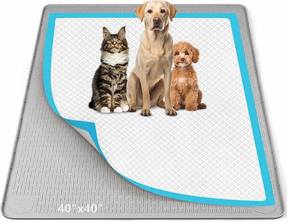 Pee Pad Holder for Dogs 40''x40'' Silicone Puppy Pee Pad Tray, Light Grey | Extra Large Dog Potty Tray Leak-Proof, High Edge, No Spill Training Pads for Floor Protection, No Pee Pads