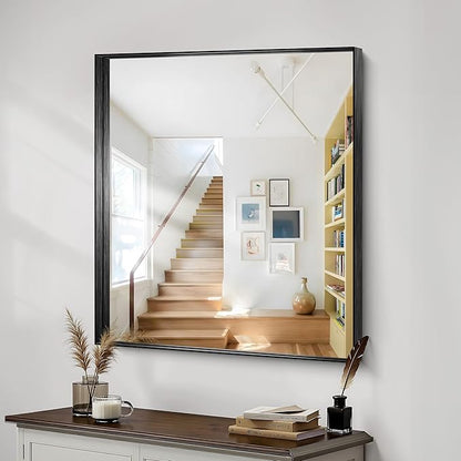 CIRCUMI Black Bathroom Mirror, Brushed Finish, Tempered Glass, Mirror