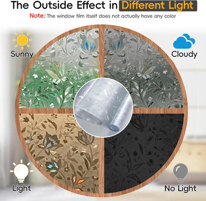 Rainbow Window Privacy Film Decorative, Stained Glass Window Tint for Home, 3D Decals Window Clings for Glass Windows, Static Cling Window Sticker, Suncatcher Window Cover,29.5" by 157.4"