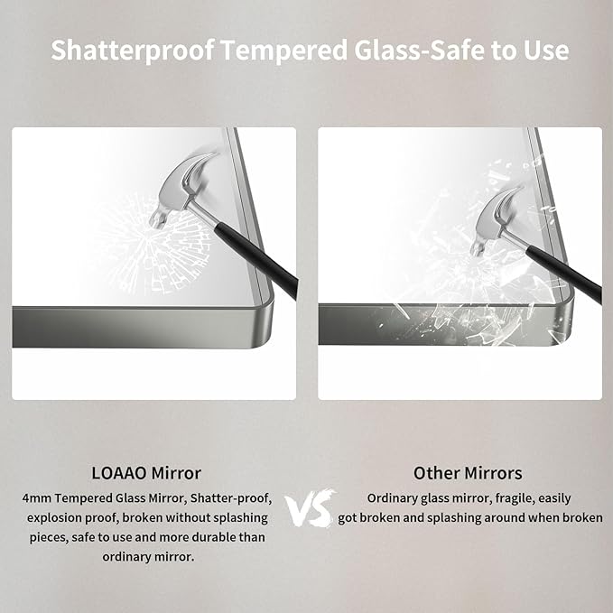 LOAAO 84X32 Inch Brushed Nickel Bathroom Mirror, Rounded Rectangle Silver Metal